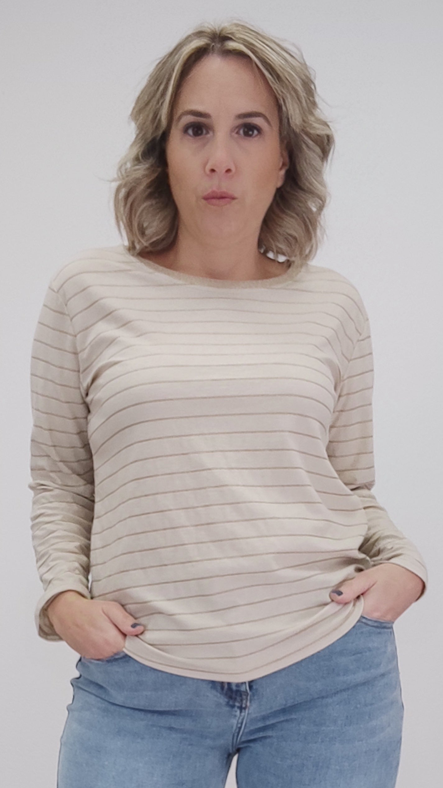 Camiseta básica rayas brillo