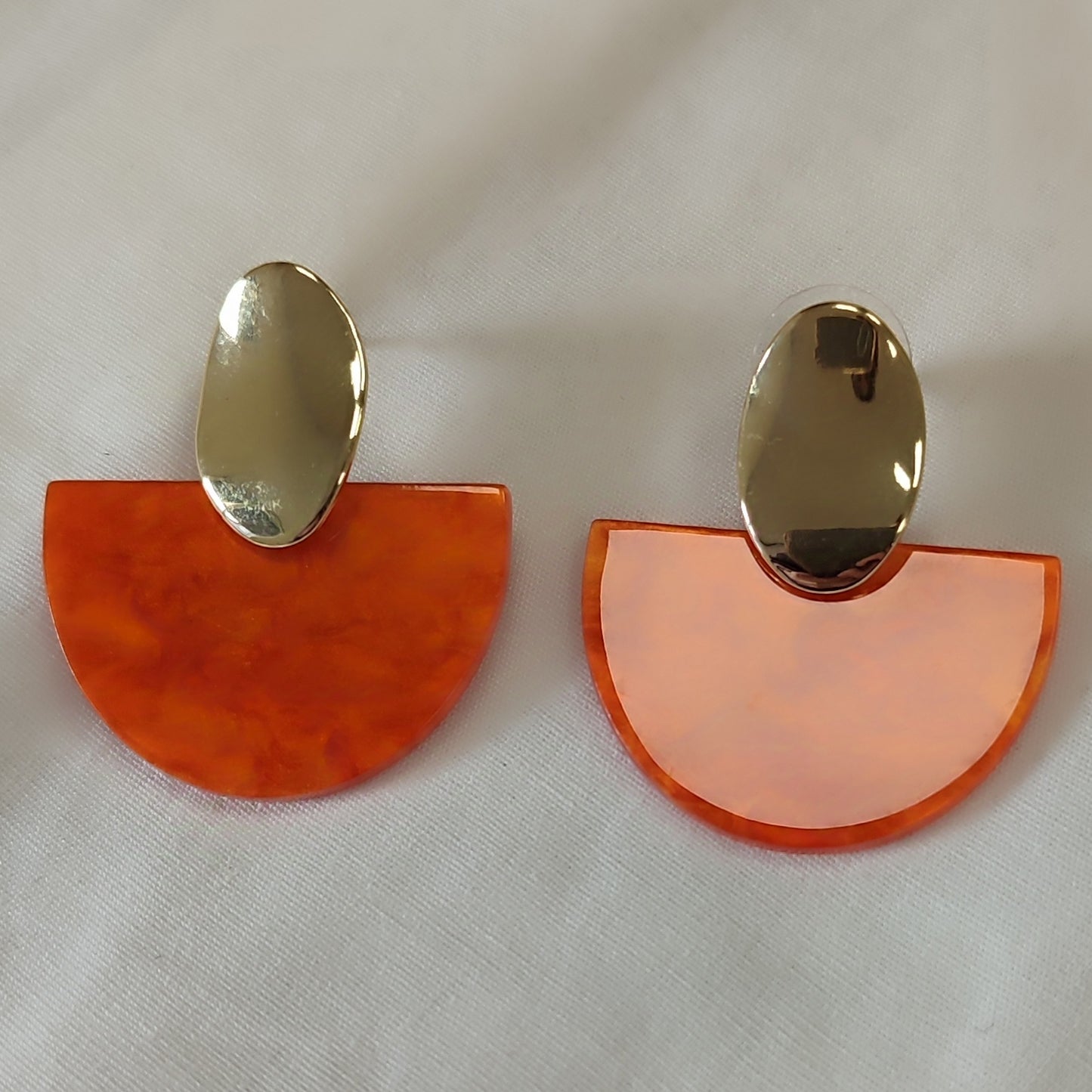 Pendientes Nacar y Ovalo naranja