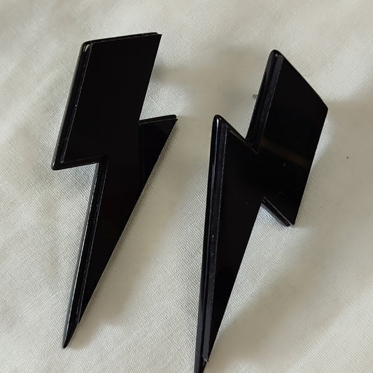 Pendientes rayo brillo negro